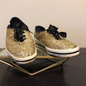 Women’s Gold Glitter Kate Spade Tennis Shoes